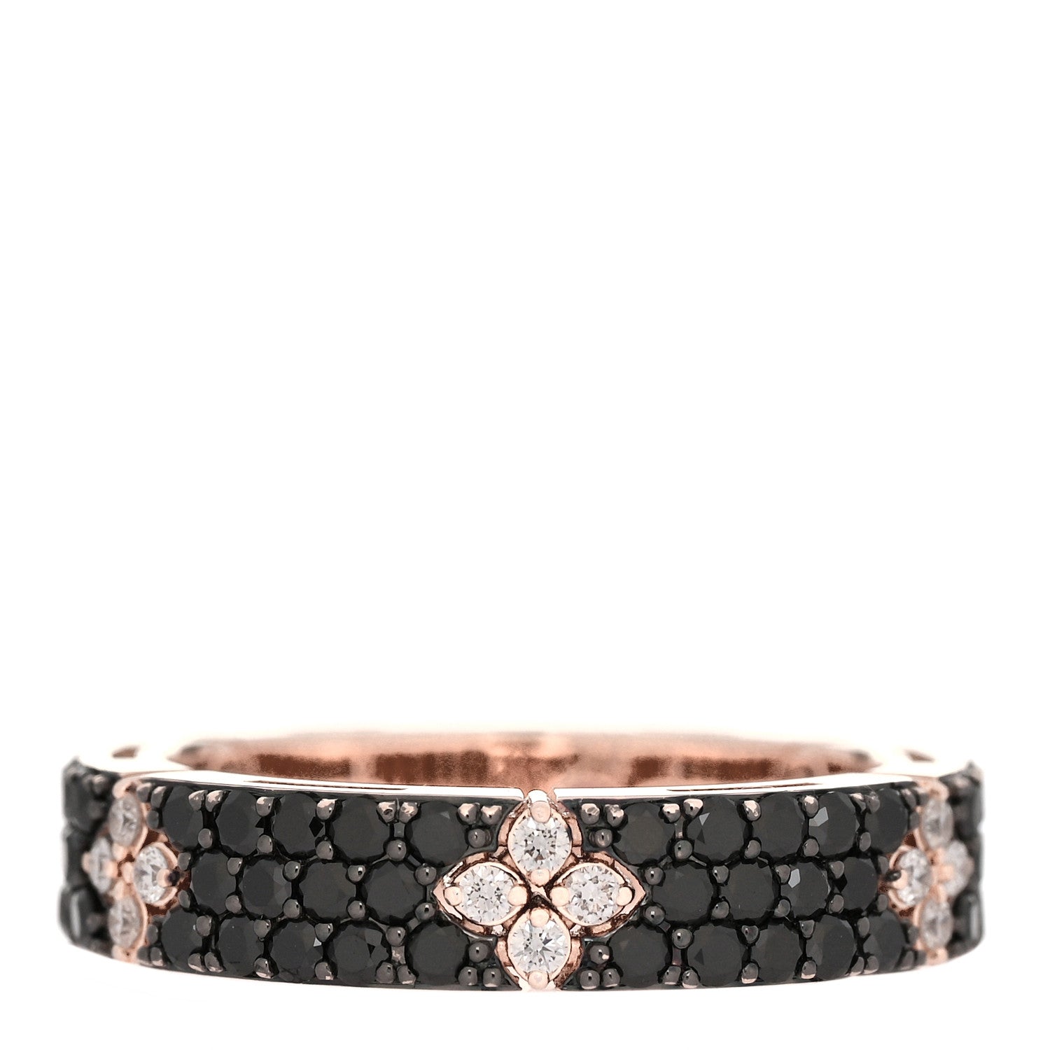 Roberto Coin 18K Rose Gold Black Diamond Love in Verona Band Ring 53 6.5 1 of 5