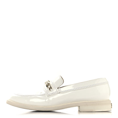 Chanel Shiny Calfskin Logo Loafers 41 White 1 of 9