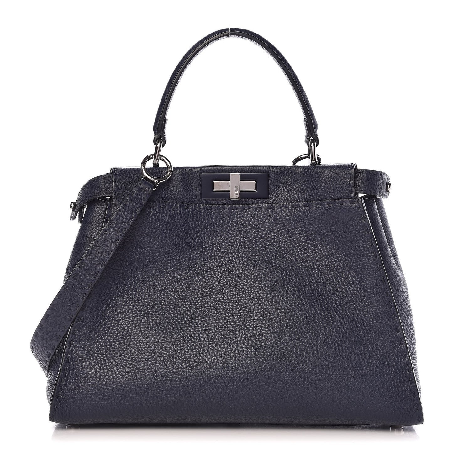 Cuoio Romano Selleria Medium Peekaboo Iconic Satchel Blue Notte
