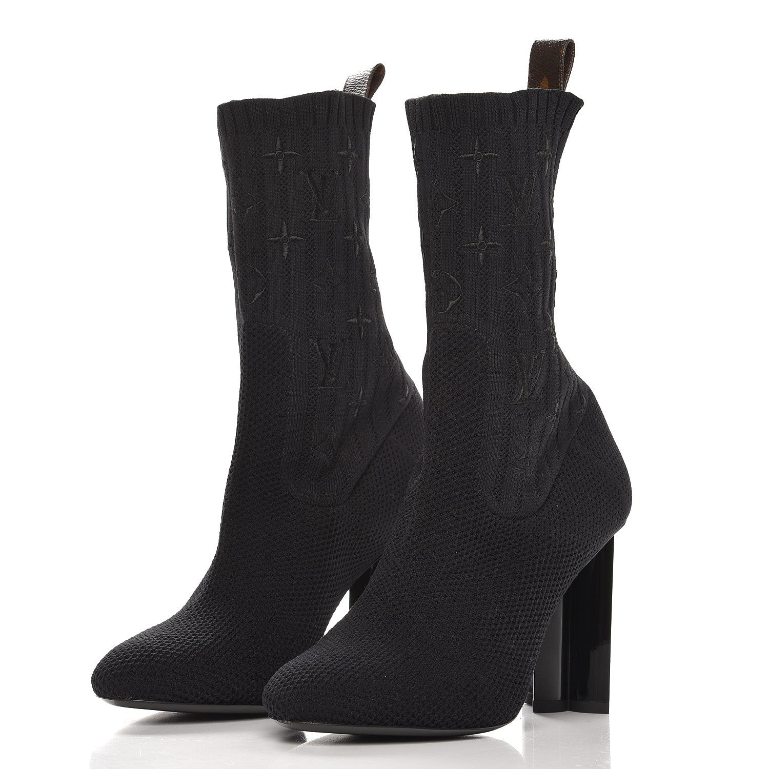 Louis Vuitton Monogram Stretch Fabric Silhouette Ankle Boots 36 Black 2 of 9