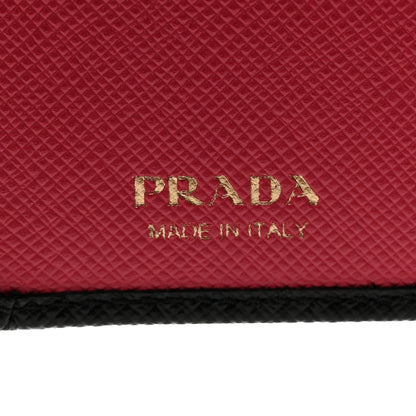 Prada Saffiano Metal Compact Wallet Black Ibisco 6 of 8