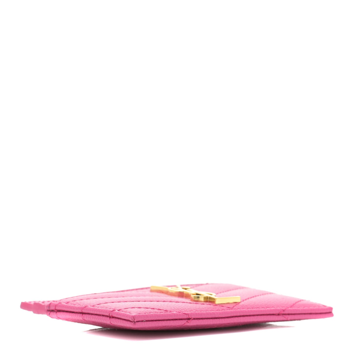Grain De Poudre Matelasse Chevron Monogram Credit Card Case Fuxia