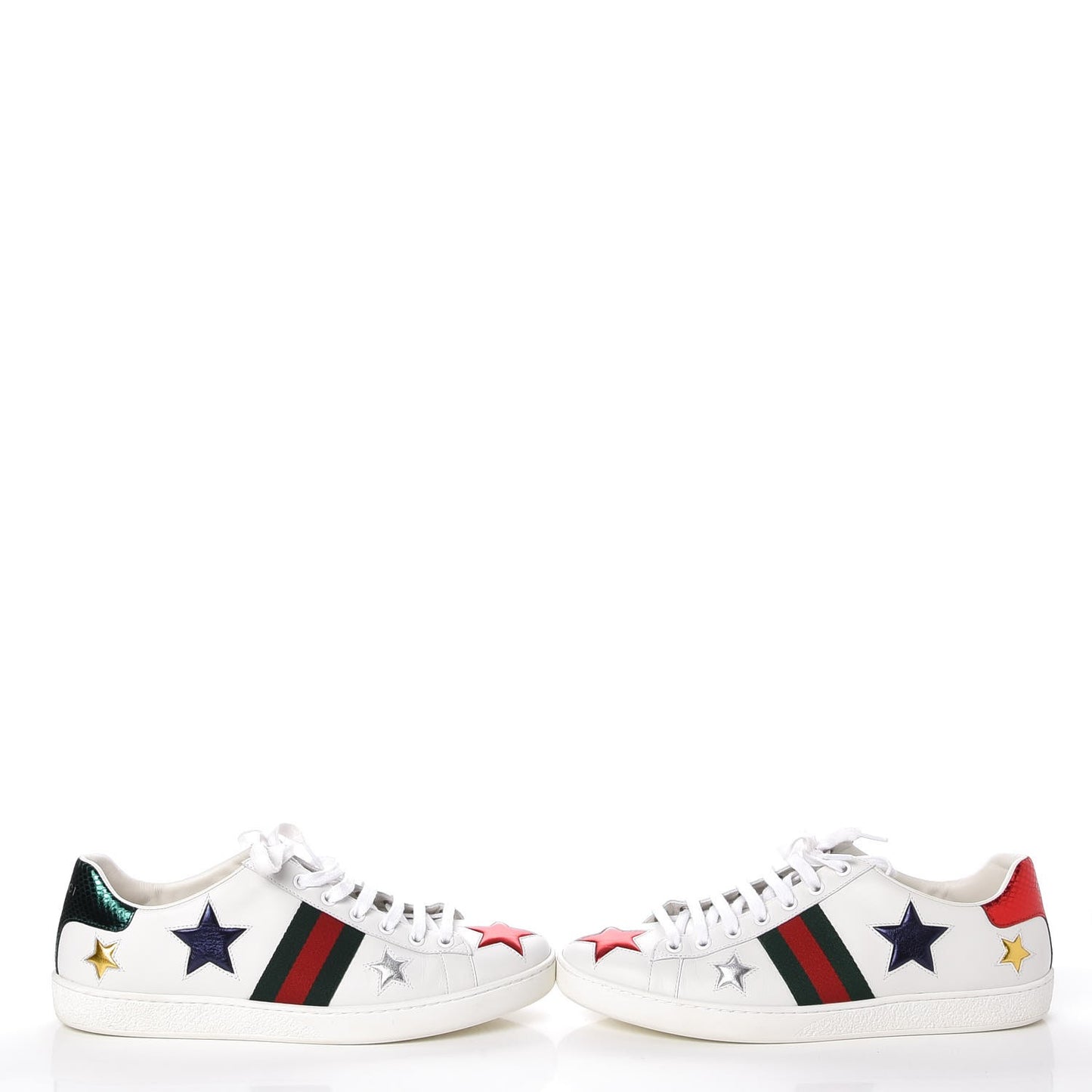 Calfskin Ayers Web Star Embroidered Ace Sneakers 41 White Multi