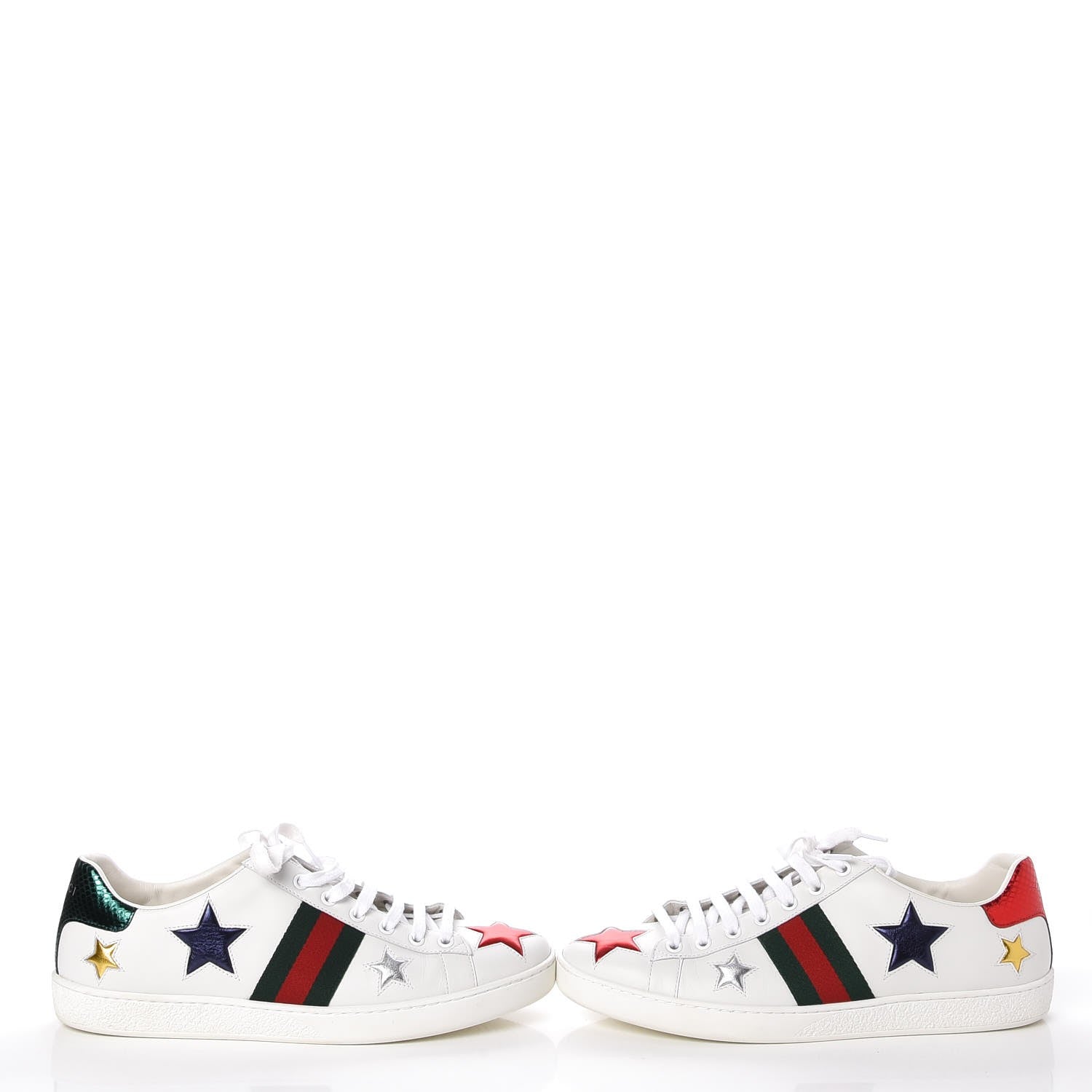 Gucci Calfskin Ayers Web Star Embroidered Ace Sneakers 41 White Multi 5 of 11