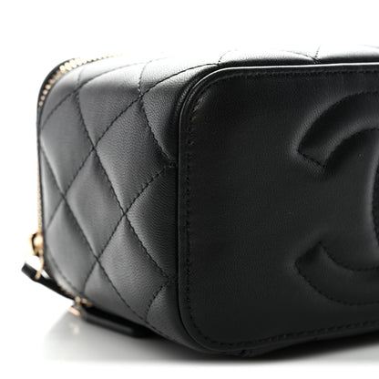 Chanel Lambskin Quilted Small Top Handle Vanity Case With Chain Black 9 of 11