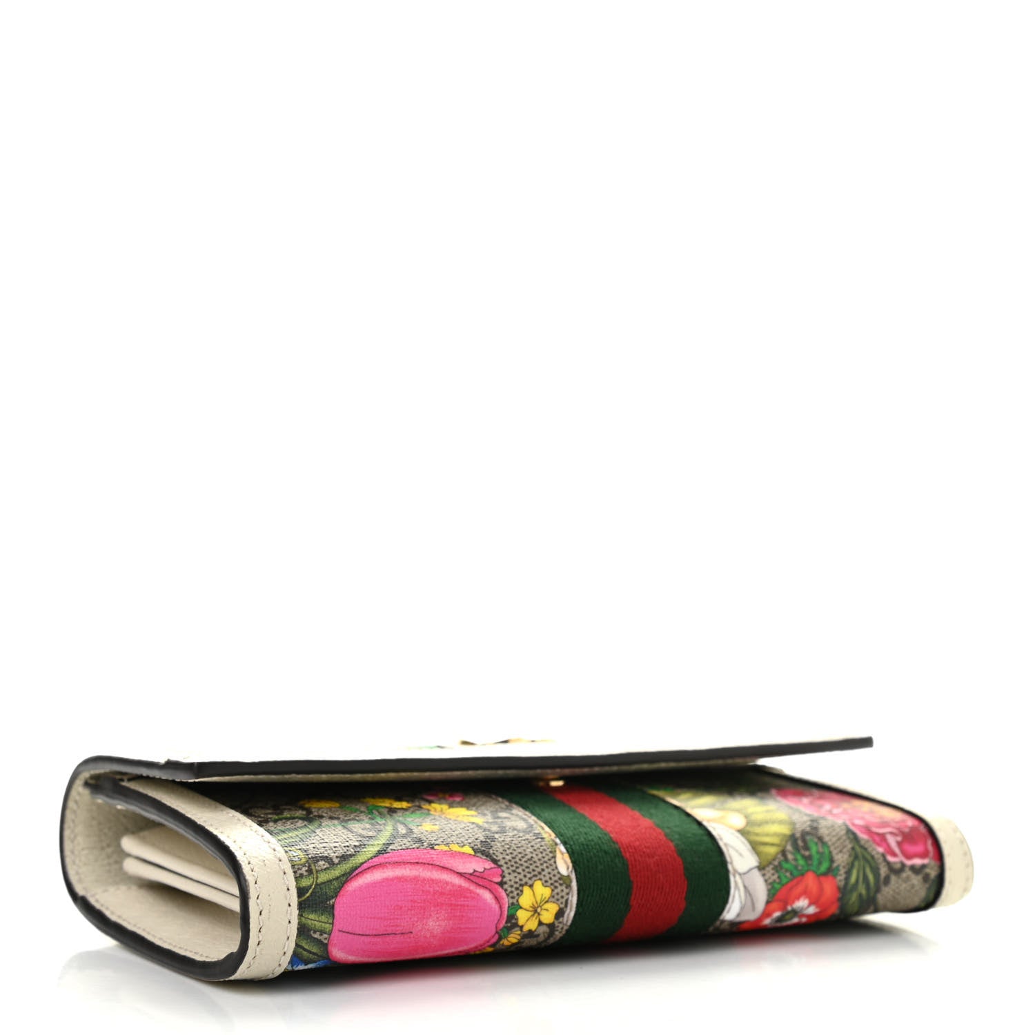Gucci GG Supreme Monogram Flora Web Ophidia Continental Wallet White 4 of 8
