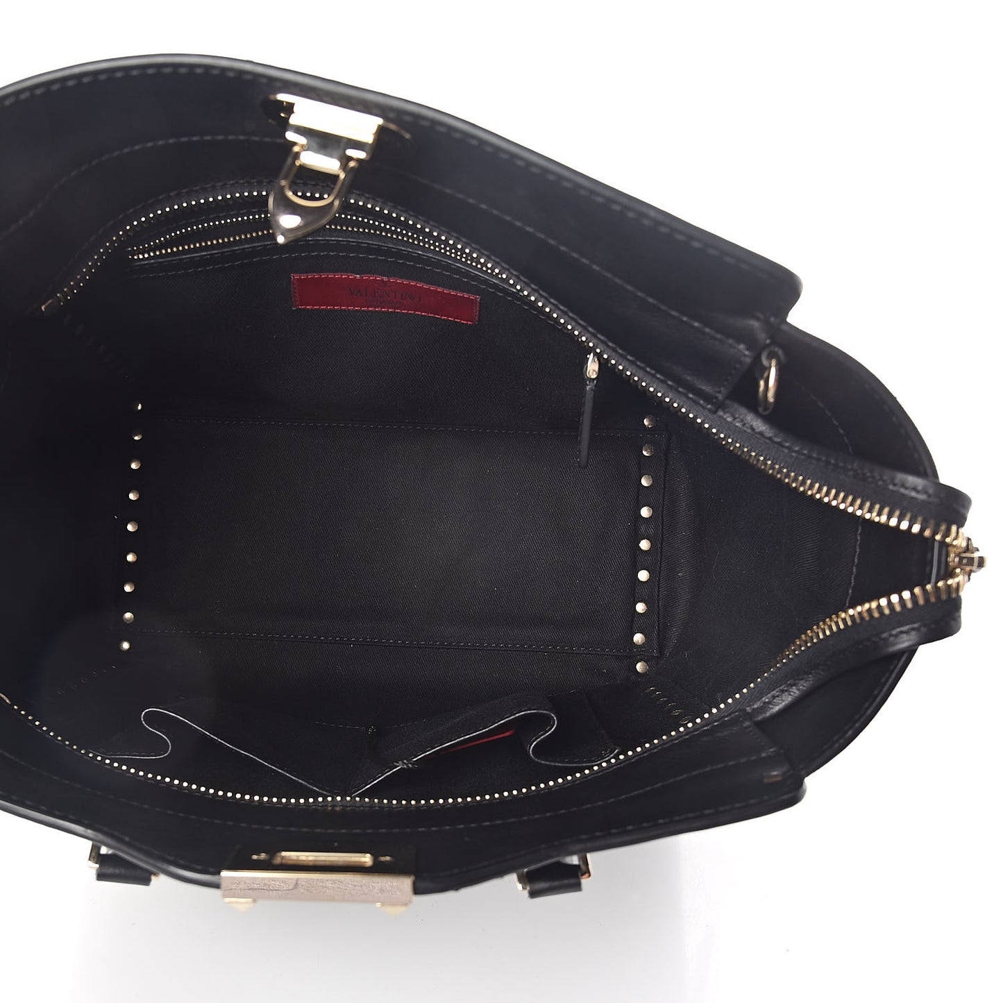 Vitello Rockstud Double Handle Tote Black