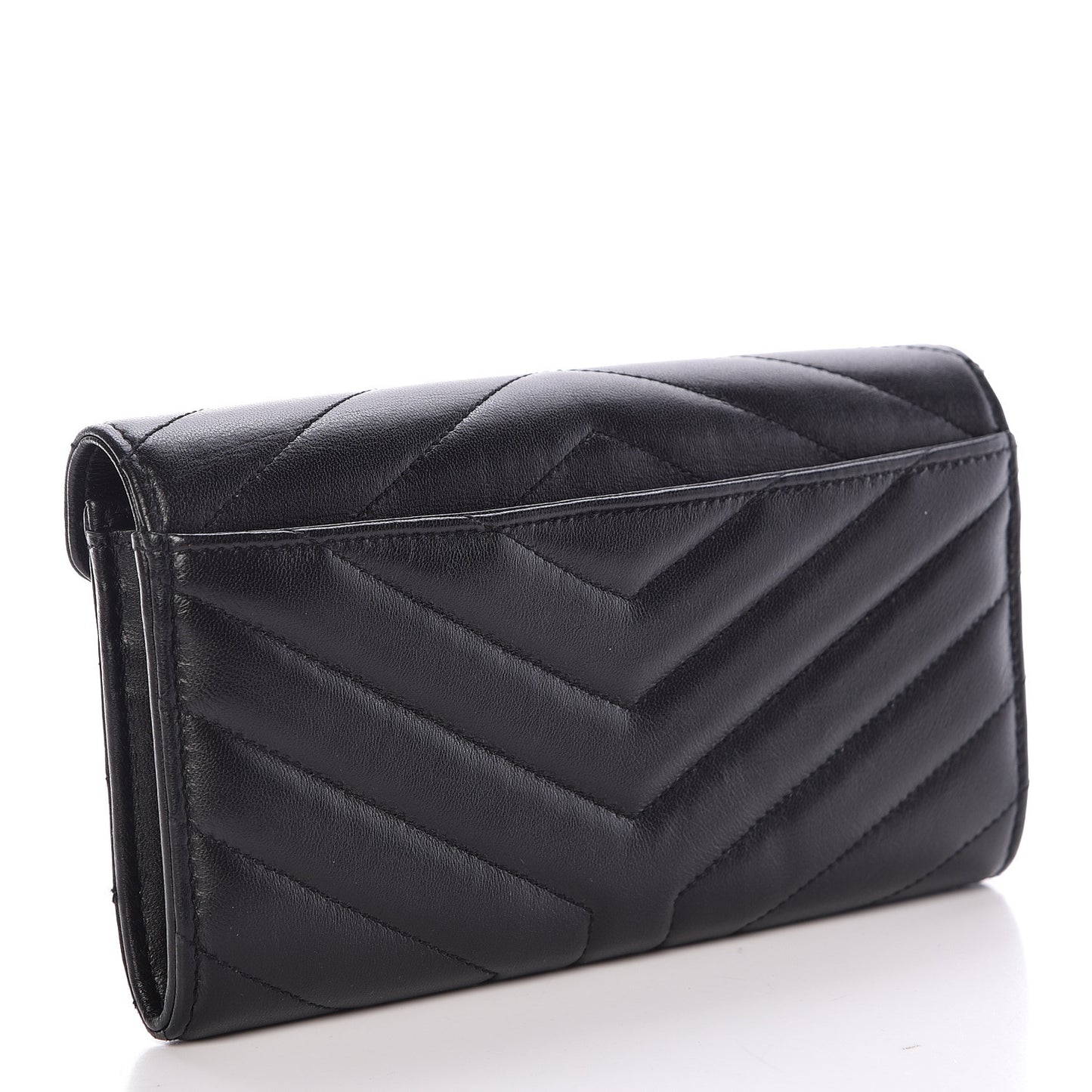 Lambskin Y Quilted Monogram Large Loulou Flap Wallet Black