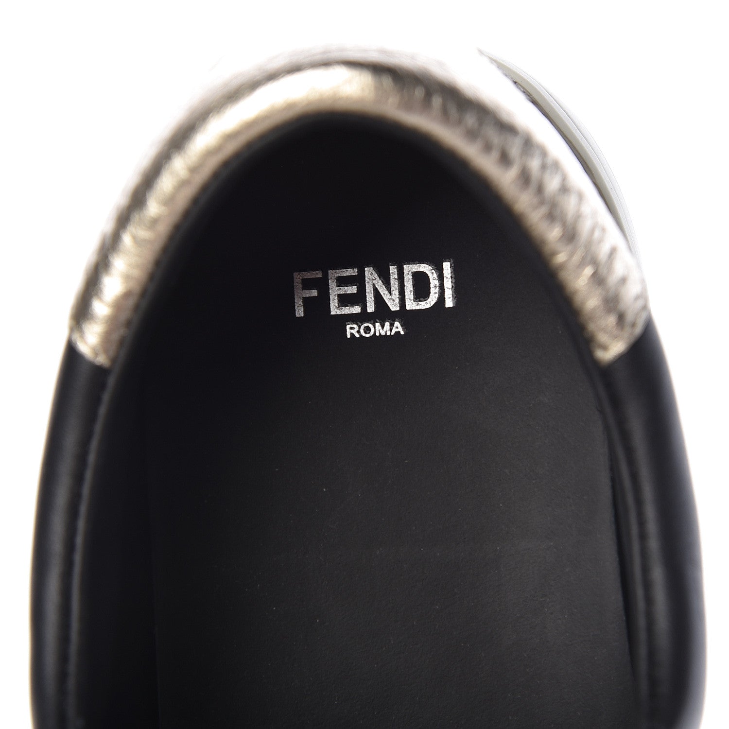 Fendi Vitello Lurex Rockoclick Slip On Sneakers 39.5 Black Gold 6 of 8