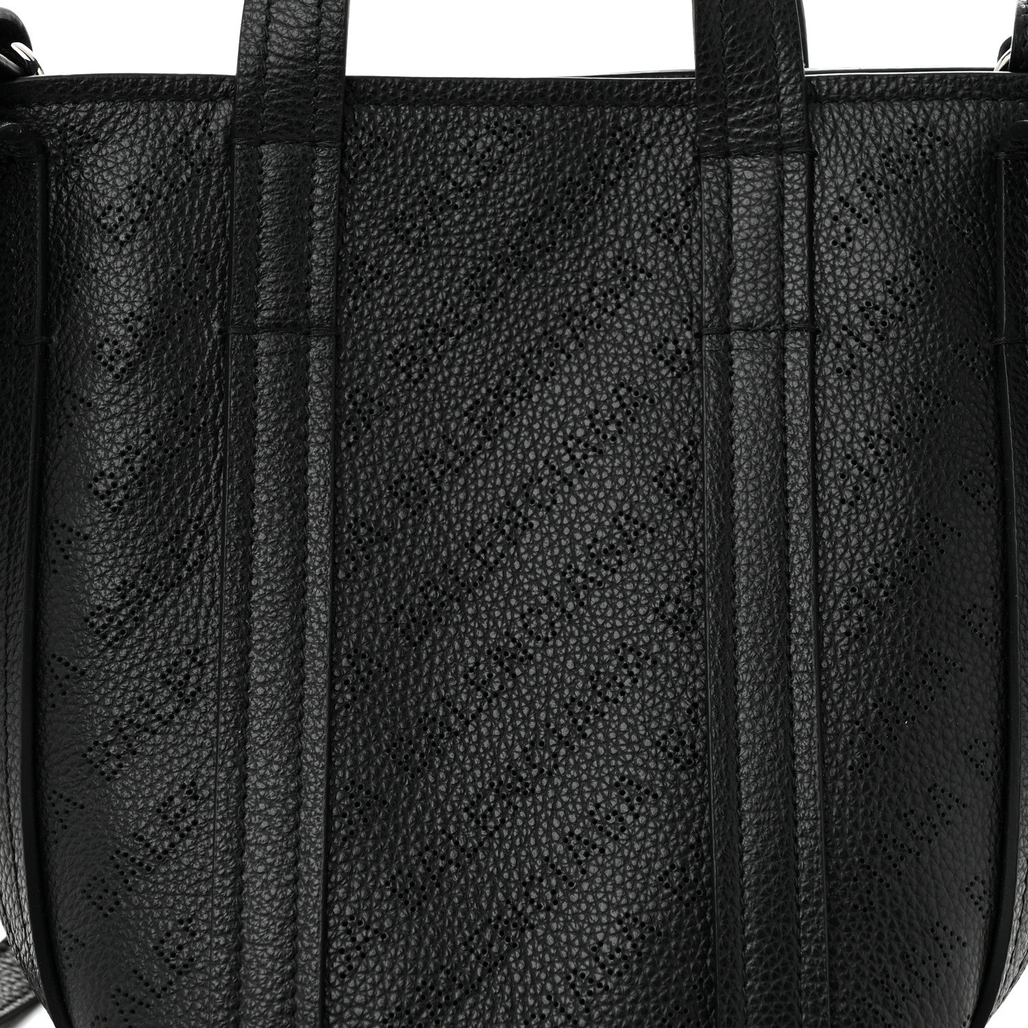 Balenciaga Grained Calfskin Logo Perforated XS Everyday North South Shoulder Tote Bag Black 8 of 10