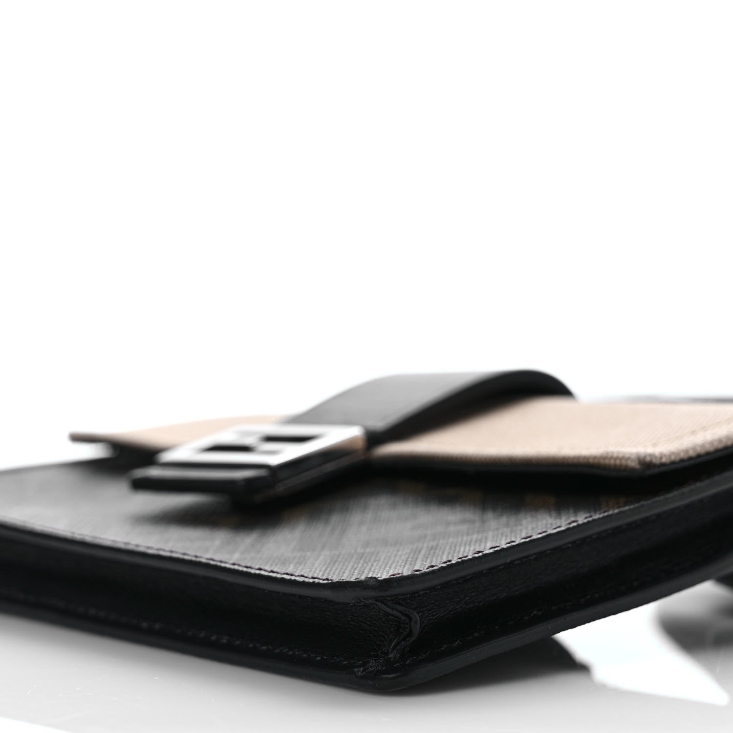 Fendi Glazed Fabric Cotton Vitello King Aura FF 1974 Baguette Belt Pouch Tobacco Moro Sand Black 8 of 8