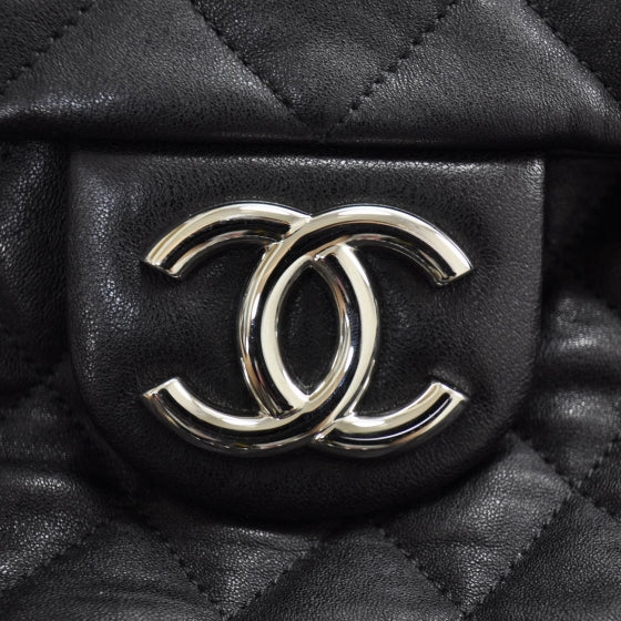 Lambskin Chain Around Maxi Flap Bag Black