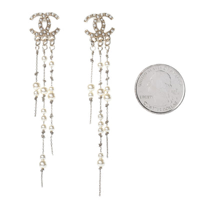 Chanel Pearl CC Long Chain Drop Earrings Gold 2 of 4