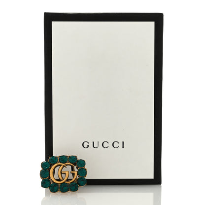Gucci Metal Crystal Double G Ring S 55/7.25 Aged Gold 5 of 5