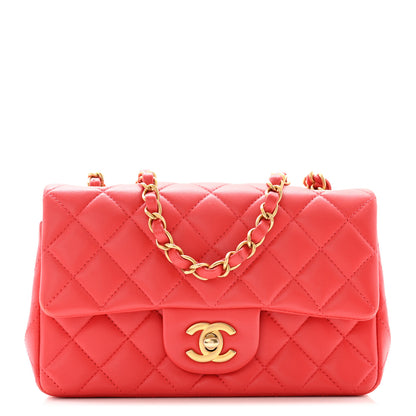Chanel Lambskin Quilted Mini Rectangular Flap Red 1 of 11