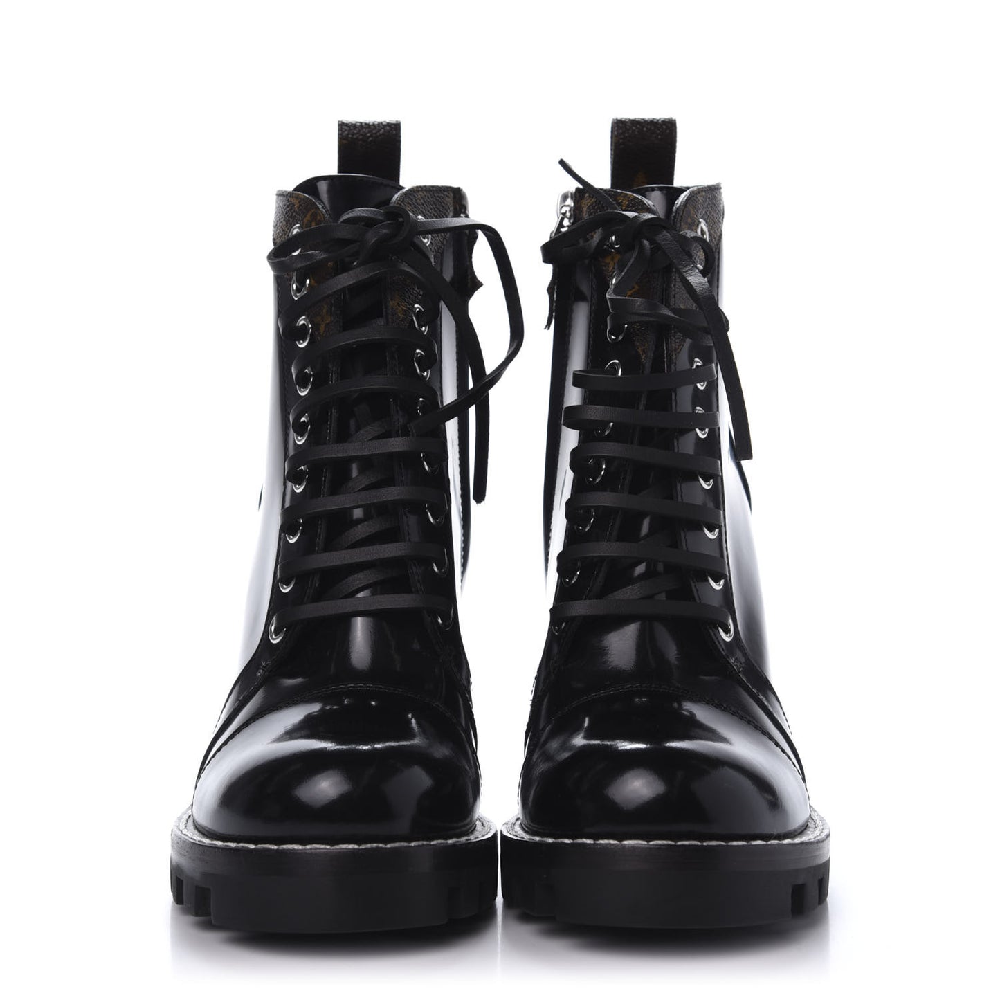 Patent Calfskin Monogram Star Trail Ankle Boots 37 Black