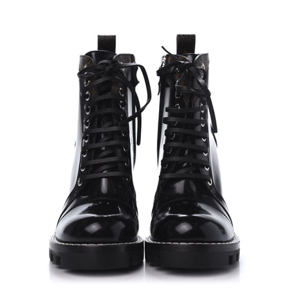 Louis Vuitton Patent Calfskin Monogram Star Trail Ankle Boots 37 Black 2 of 8