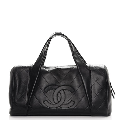 Chanel Calfskin Chevron CC All Day Long Boston Black 1 of 14
