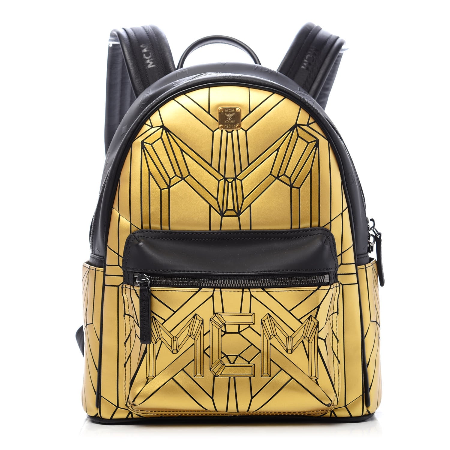 MCM Metallic Calfskin Small Bionic Backpack Gold 1 of 10