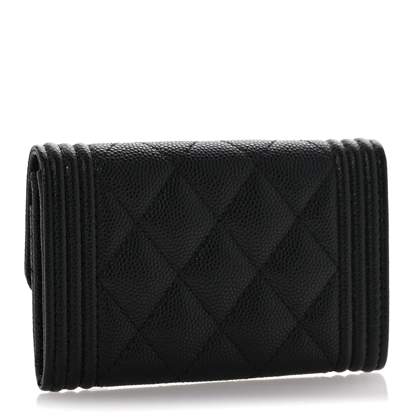 Caviar Quilted Boy Flap Card Holder Black