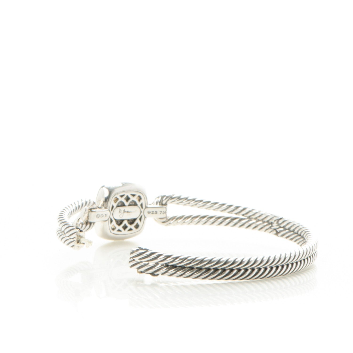 David Yurman Sterling Silver 18K Yellow Gold Diamond Champagne Citrine 11mm Albion Cable Bracelet 3 of 5