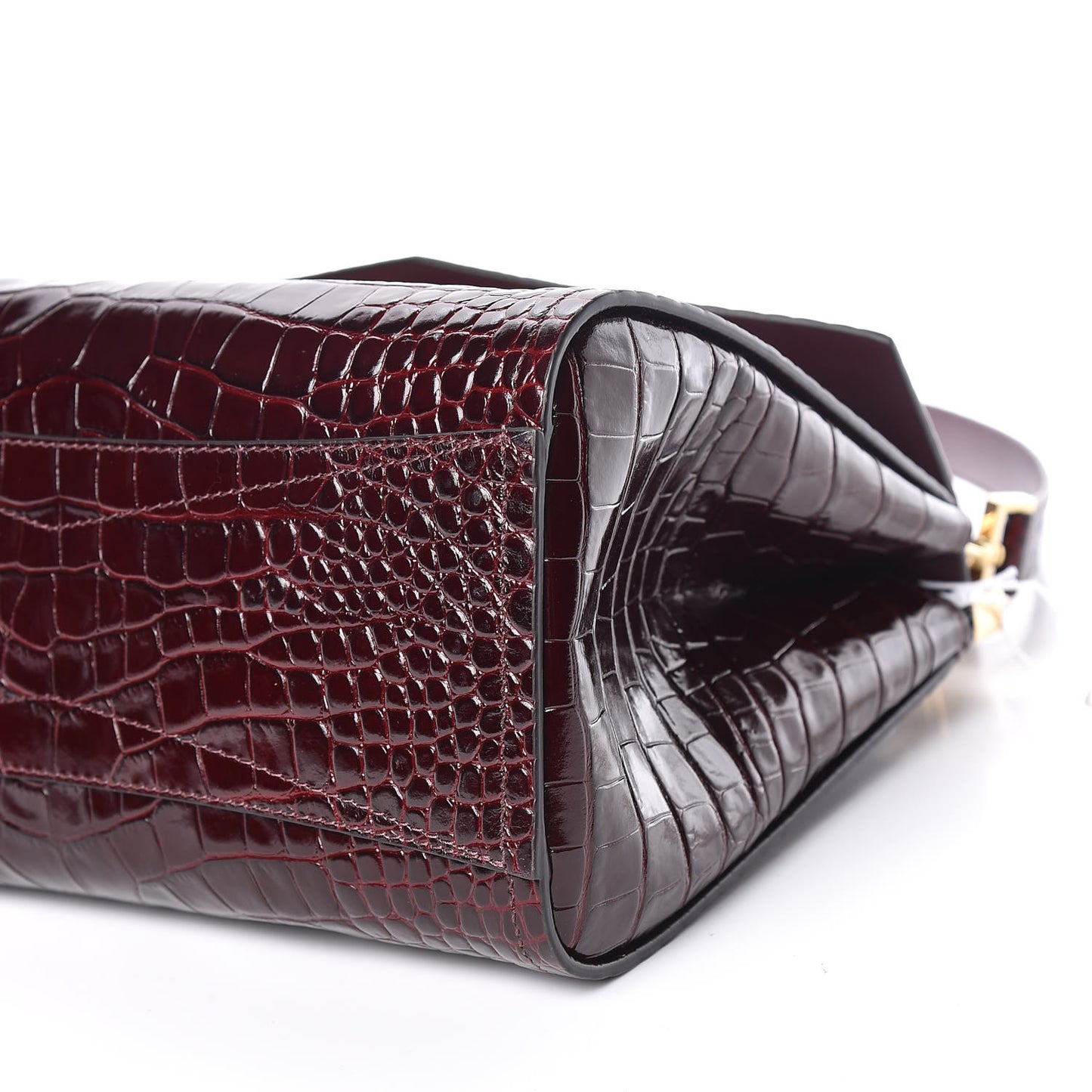 Calfskin Crocodile Embossed Small Mystic Shoulder Bag Eggplant
