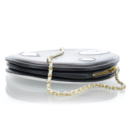 Chanel Kiss Lock Shoulder Bag Black White 4 of 8