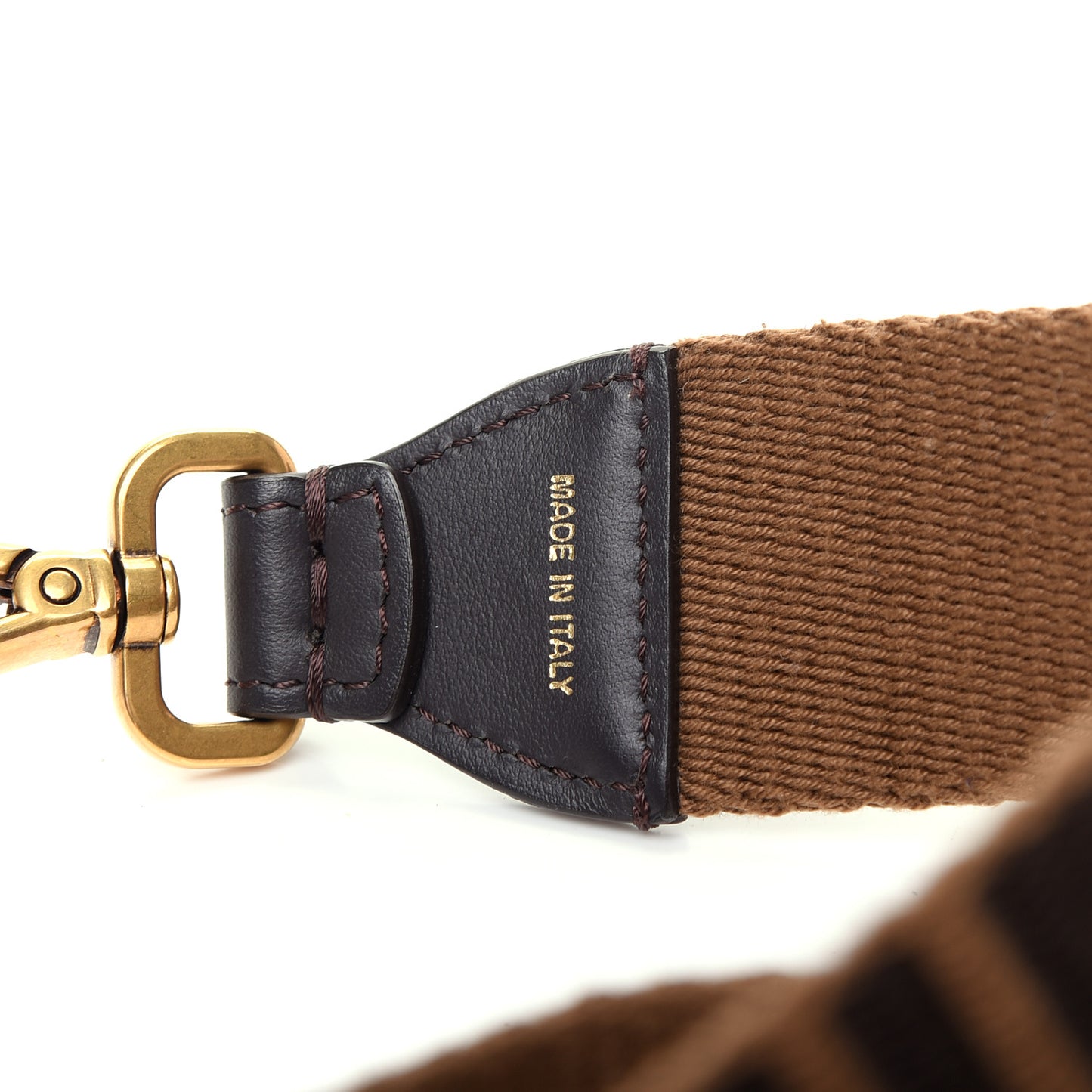 Ribbon Vitello Century FF 1974 Flat Studded Strap You Fango Marrone Ebano