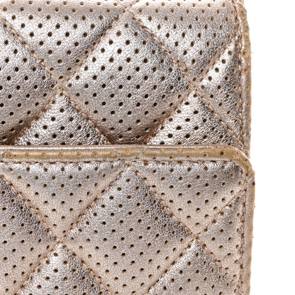 Chanel Metallic Perforated Lambskin Quilted Large Gusset Flap Wallet Light Pink 10 of 15