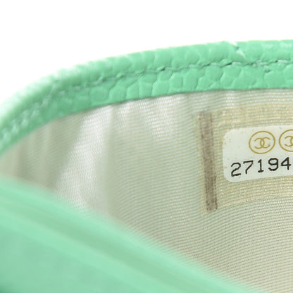 Chanel Caviar Chevron Quilted Card Holder Light Green 8 of 9