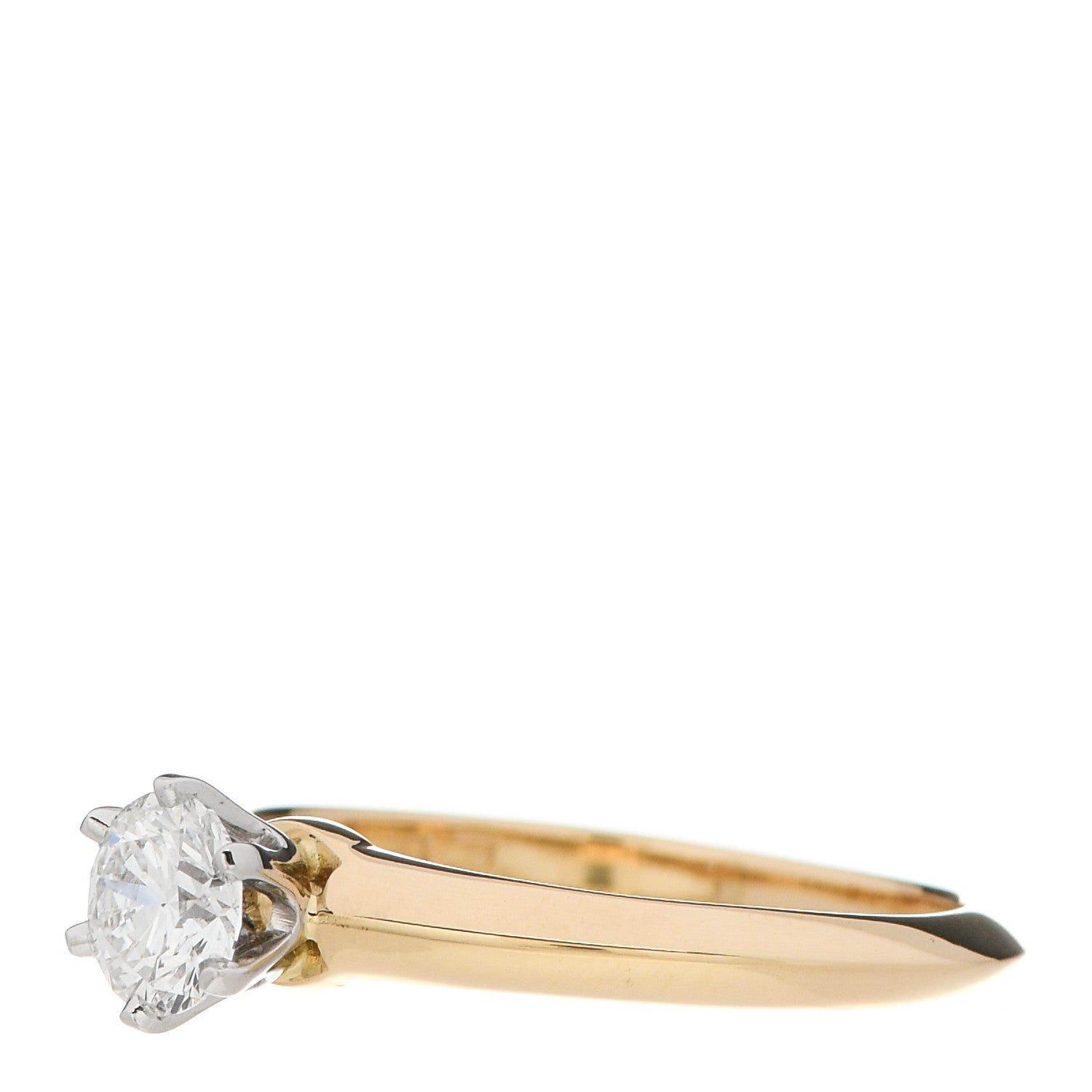 Tiffany 18K Yellow Gold Platinum Diamond .43ct Solitaire Engagement Ring 49 5 3 of 8