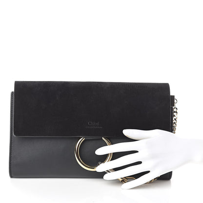 Chloe Suede Calfskin Faye Clutch Black 2 of 8