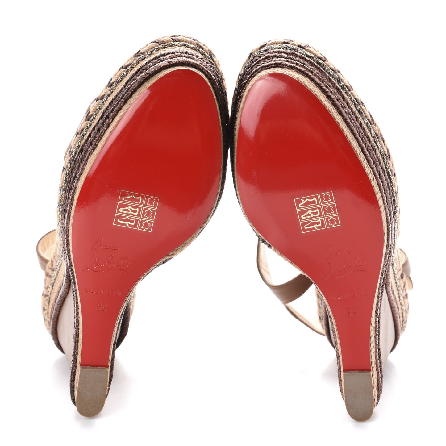 Calfskin New Duplice 120 Wedge Sandals 38 Cognac