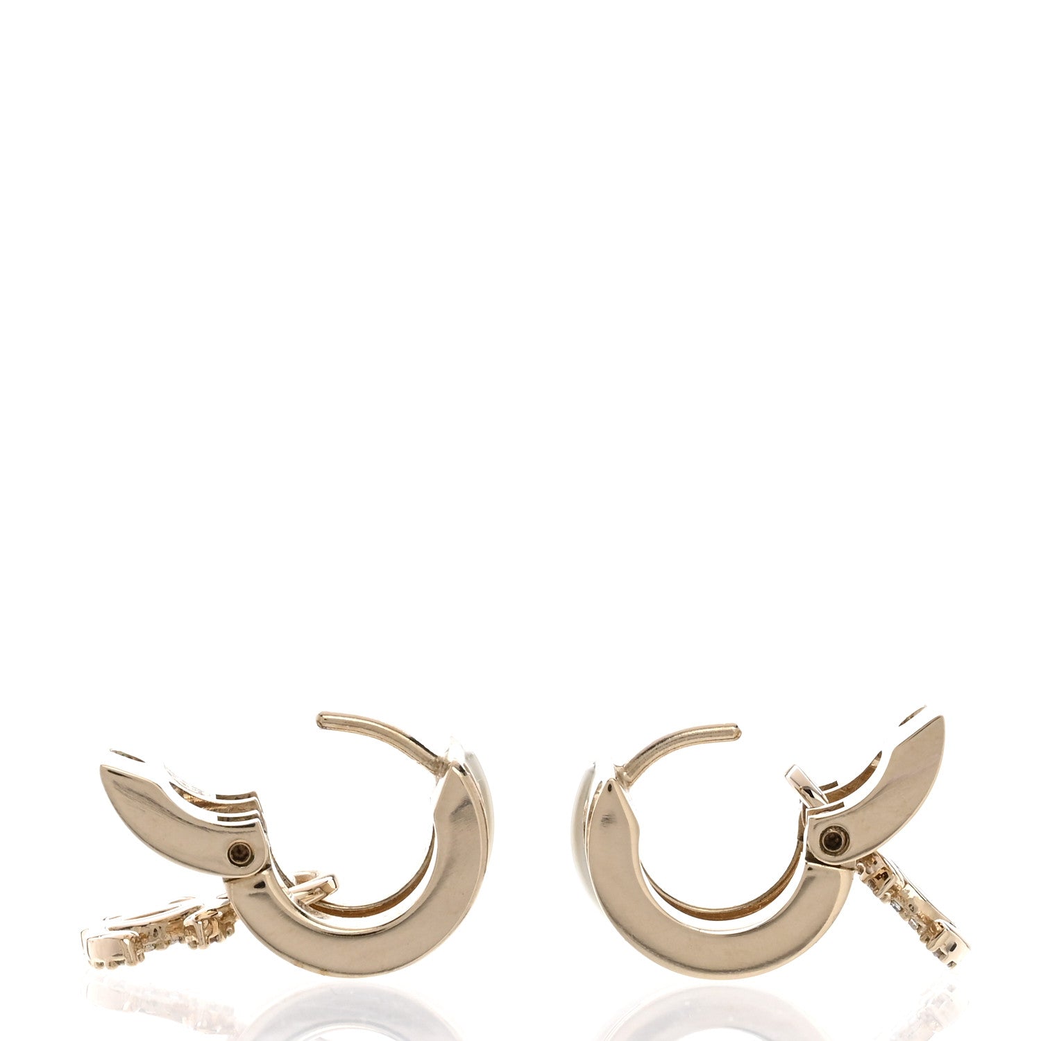 Chanel Crystal CC Hoop Drop Earrings Gold Pearly White 4 of 5