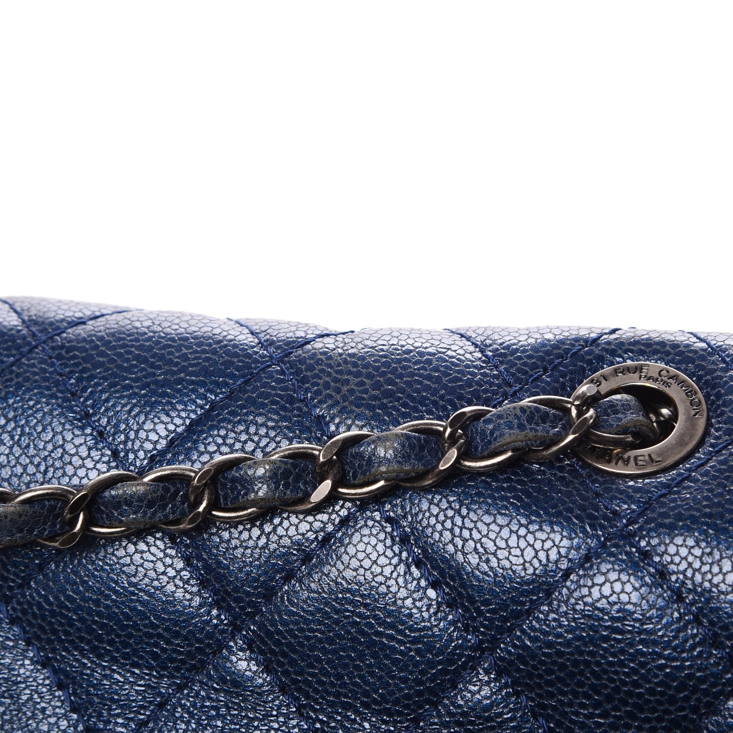 Chanel Iridescent Caviar Quilted Large Chic Flap Blue 13 of 15