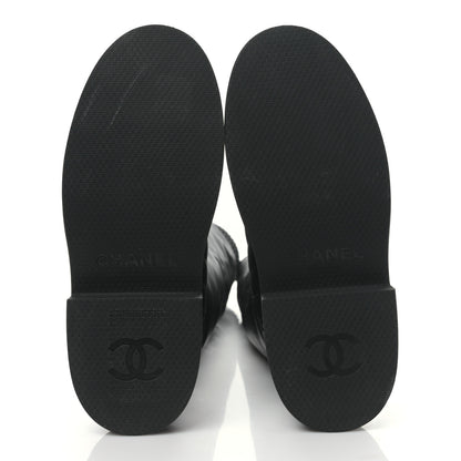 Chanel Lambskin Calfskin Quilted Knit Womens High Boots 36.5 Black 5 of 9