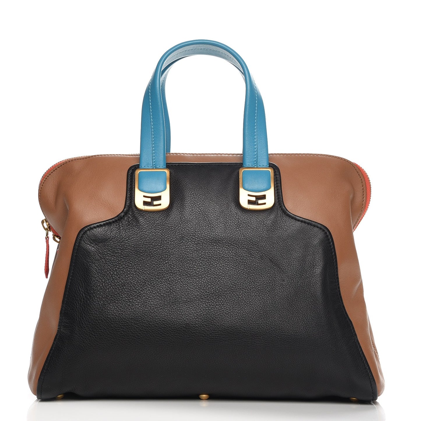 Capra Vitello Saddle Colorblock Large Chameleon Tote Biscotto