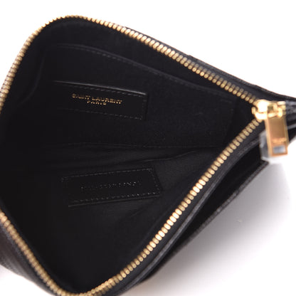 Saint Laurent Grain De Poudre Chevron Monogram Bill Pouch Black 5 of 8