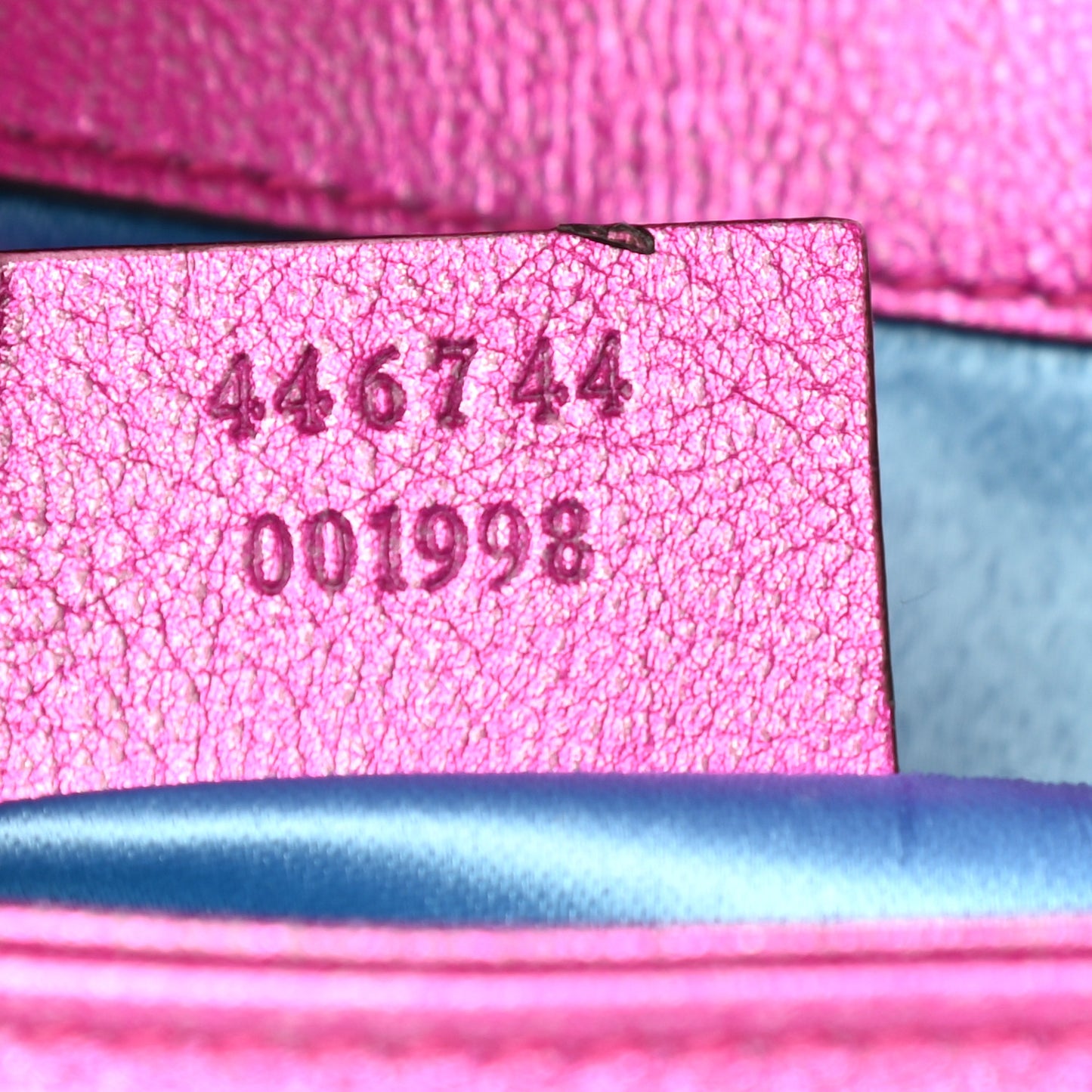 Metallic Calfskin Matelasse Mini GG Marmont Shoulder Bag Fuchsia