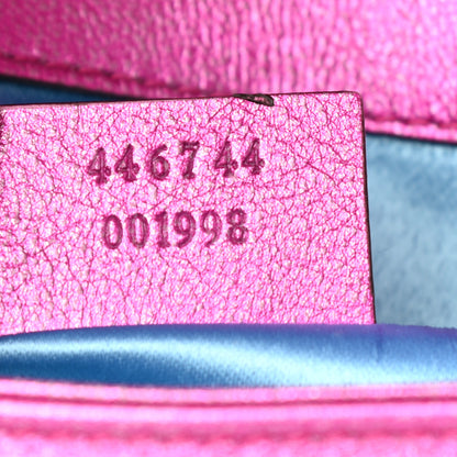 Gucci Metallic Calfskin Matelasse Mini GG Marmont Shoulder Bag Fuchsia 7 of 9