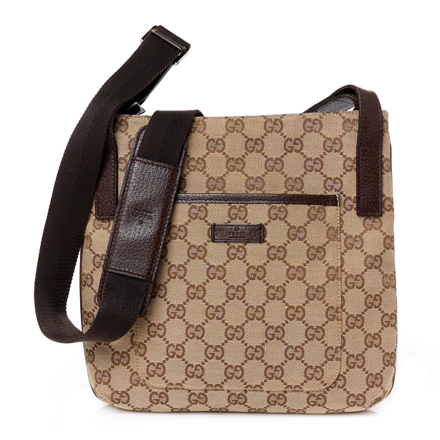 Gucci Monogram Flat Messenger Bag Dark Brown 1 of 11