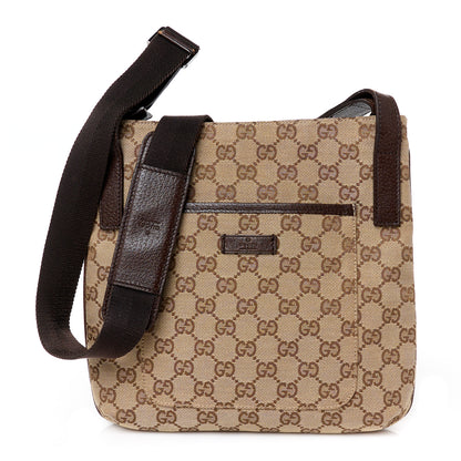 Gucci Monogram Flat Messenger Bag Dark Brown 1 of 11
