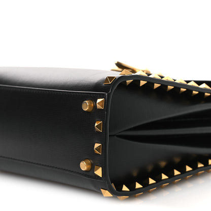 Valentino Garavani Grainy Calfskin Small Rockstud Alcove Top-Handle Flap Bag Black 9 of 10