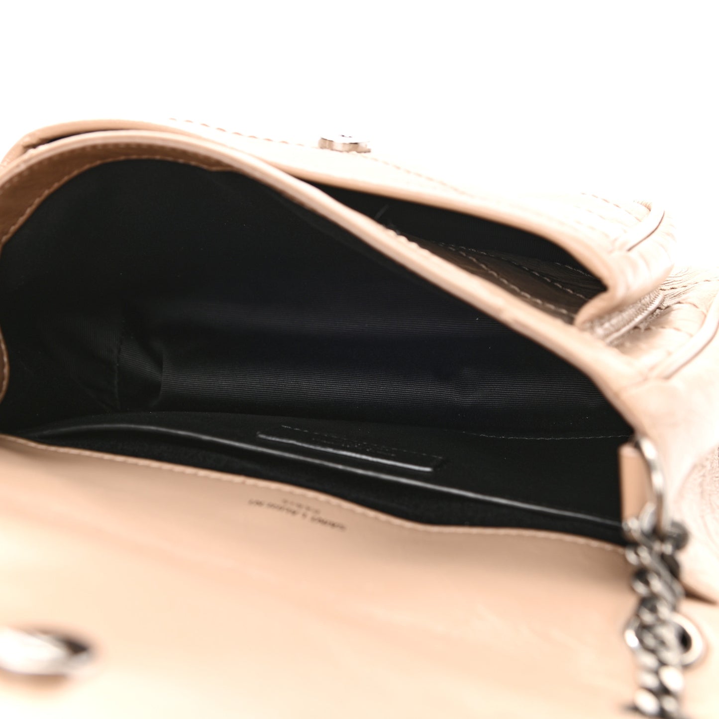 Crinkled Calfskin Matelasse Monogram Baby Niki Chain Satchel Light Taupe