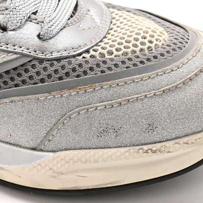 Gucci Metallic Calfskin Glitter Mesh Womens Ultrapace Sneakers 37.5 Silver Light Grey Mystic White 12 of 13