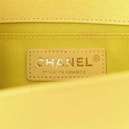Chanel Caviar Chevron Quilted Medium Boy Flap Yellow 6 of 12