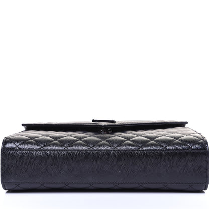Saint Laurent Grain De Poudre Textured Mixed Matelasse Triquilt Medium Monogram Satchel Black 9 of 13
