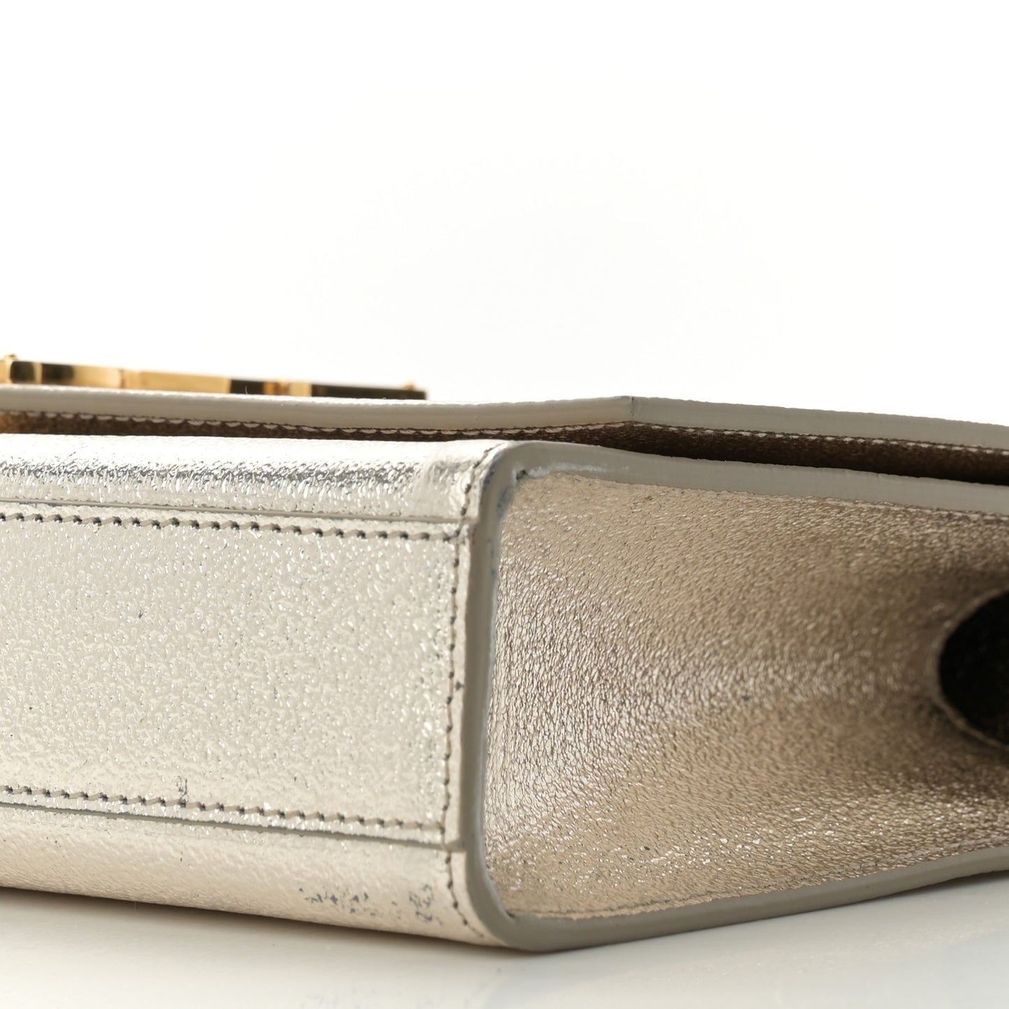 Metallic Calfskin Medium Classic Monogram Kate Satchel Pale Gold