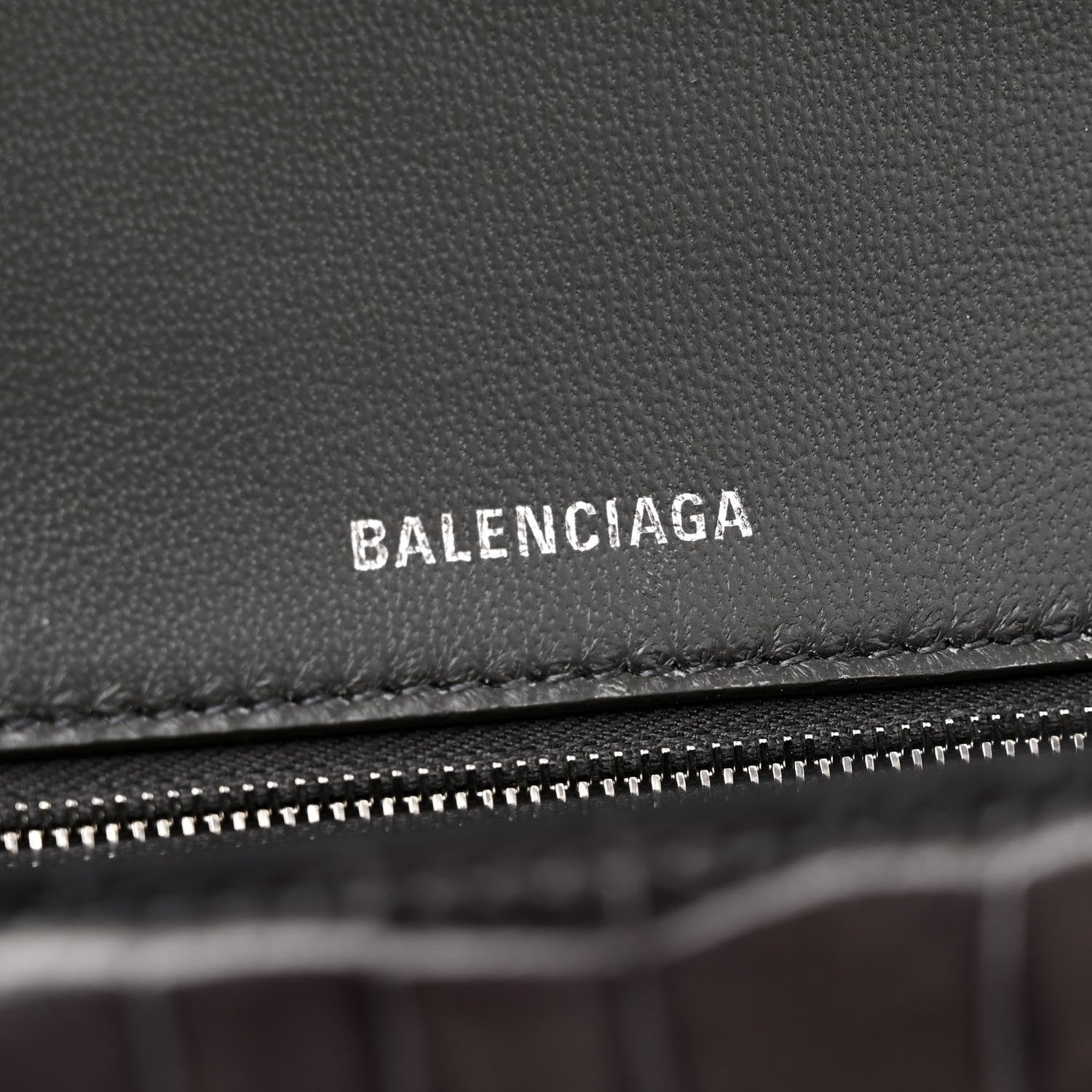 Balenciaga Shiny Calfskin Crocodile Embossed Medium Hourglass Top Handle Bag Dark Grey 6 of 18