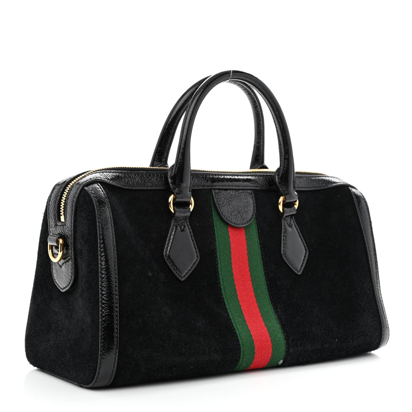 Suede Patent GG Web Medium Ophidia Boston Black